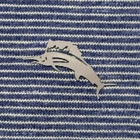 Tommy Bahama Mens Blue And White Striped Short Sleeve Polo Size XXL - Picture 6 of 11
